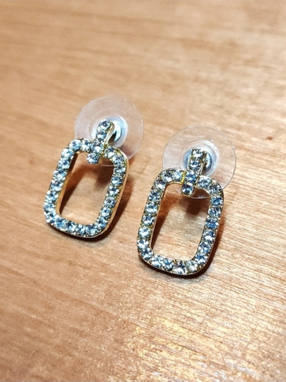 Vintage Gold-Tone Crystal Drop Earrings